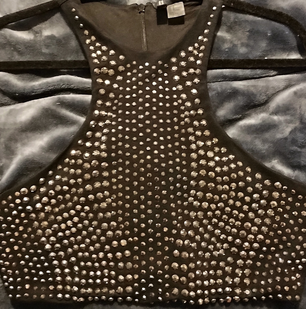 Zara Black Top with Silver Studs